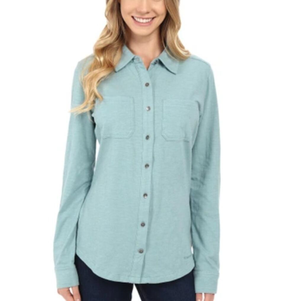 Carhartt Blue Medina Button Up Shirt Womens Small (4-6) Long Sleeve Relaxed Fit